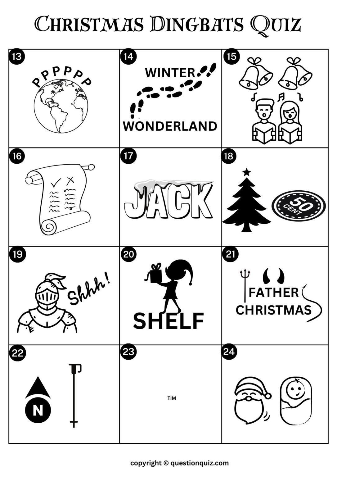 Christmas Dingbats Quiz With Answers - Question Quiz