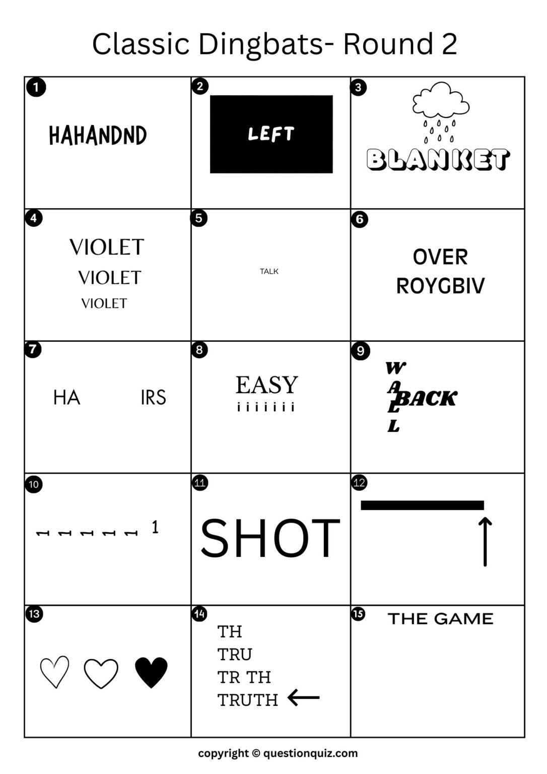 Classic Dingbats Quiz With Answers - Question Quiz