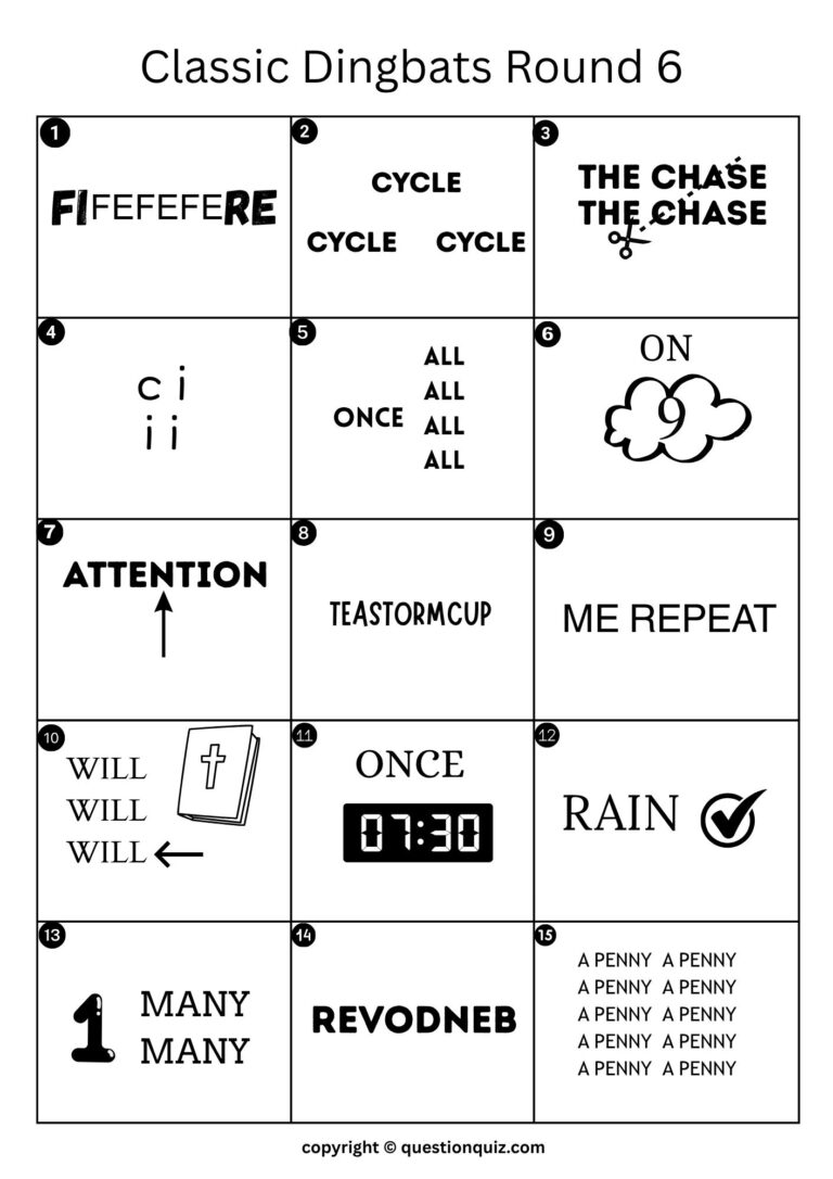 Dingbats Set Classic Dingbats With Answers (Set 2) - Question Quiz